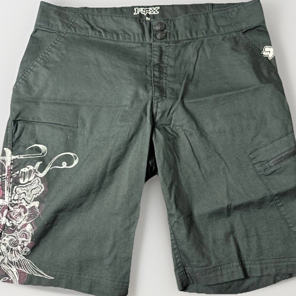 FOX Racing Bike Men's Shorts Size M Black Graphic Cargo Moto Y2K Punk Purple